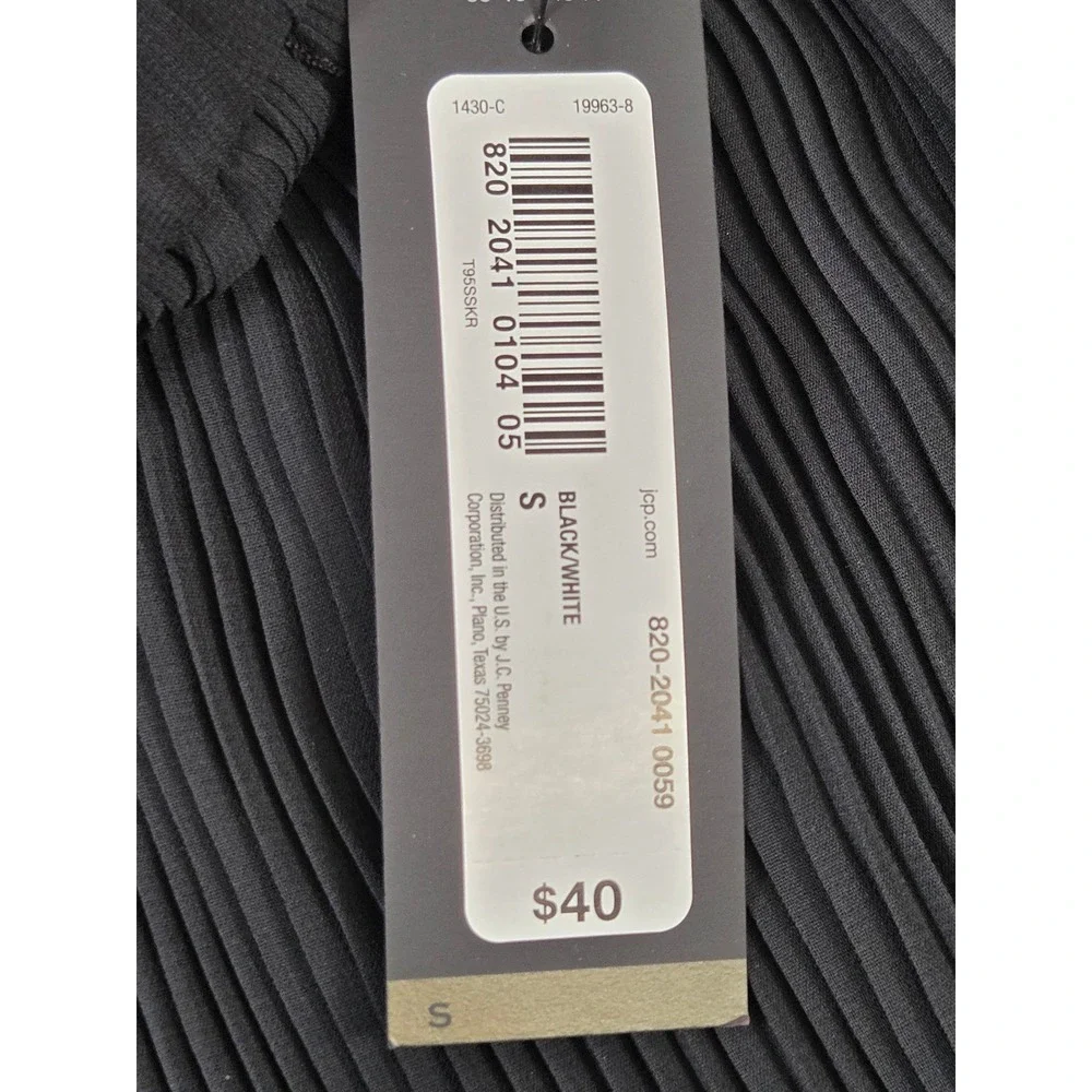 Worthington‎ Pleated Skirt Women Small Black White Colorblock Midi NWT